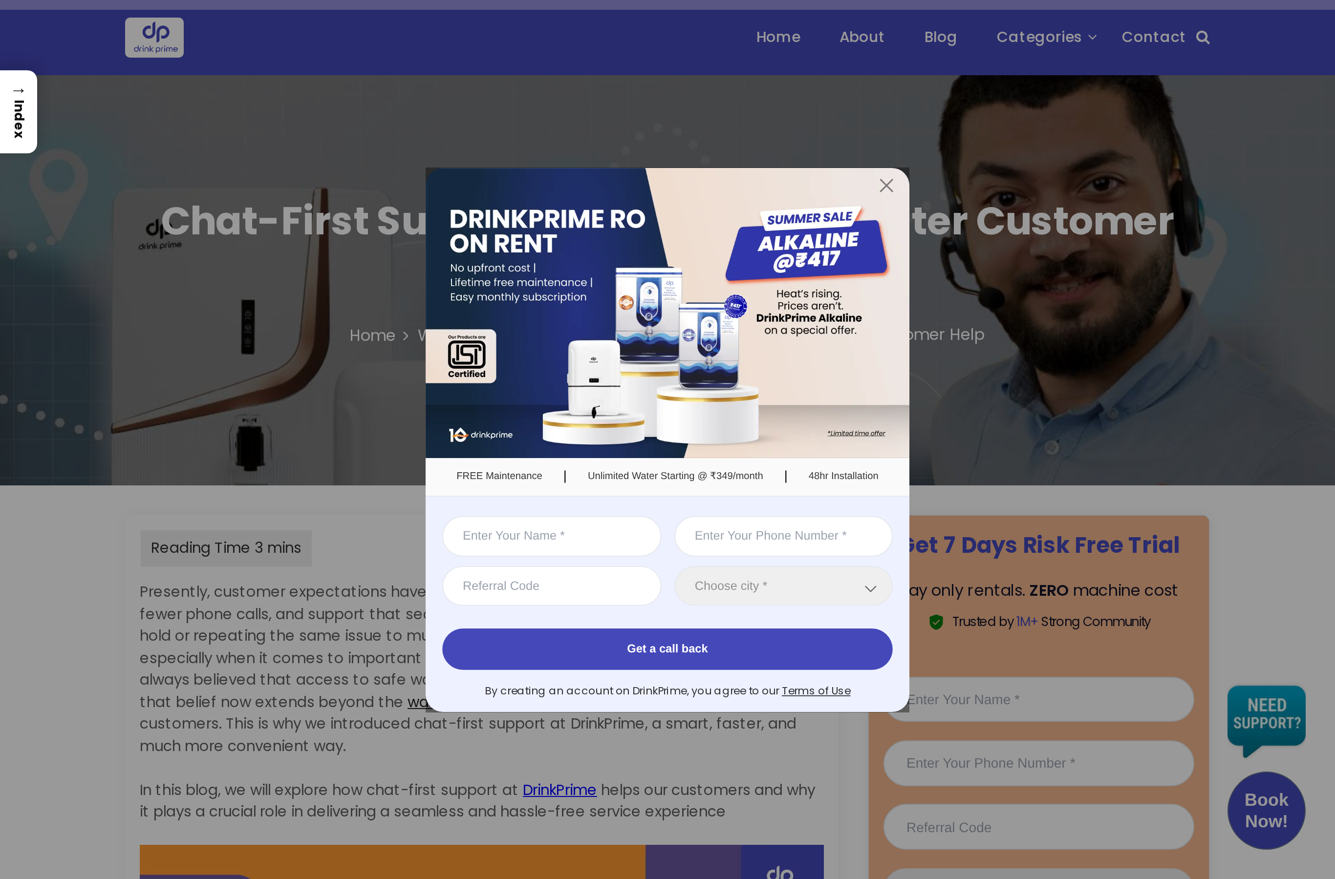 DrinkPrime's own "chat-first support" announcement